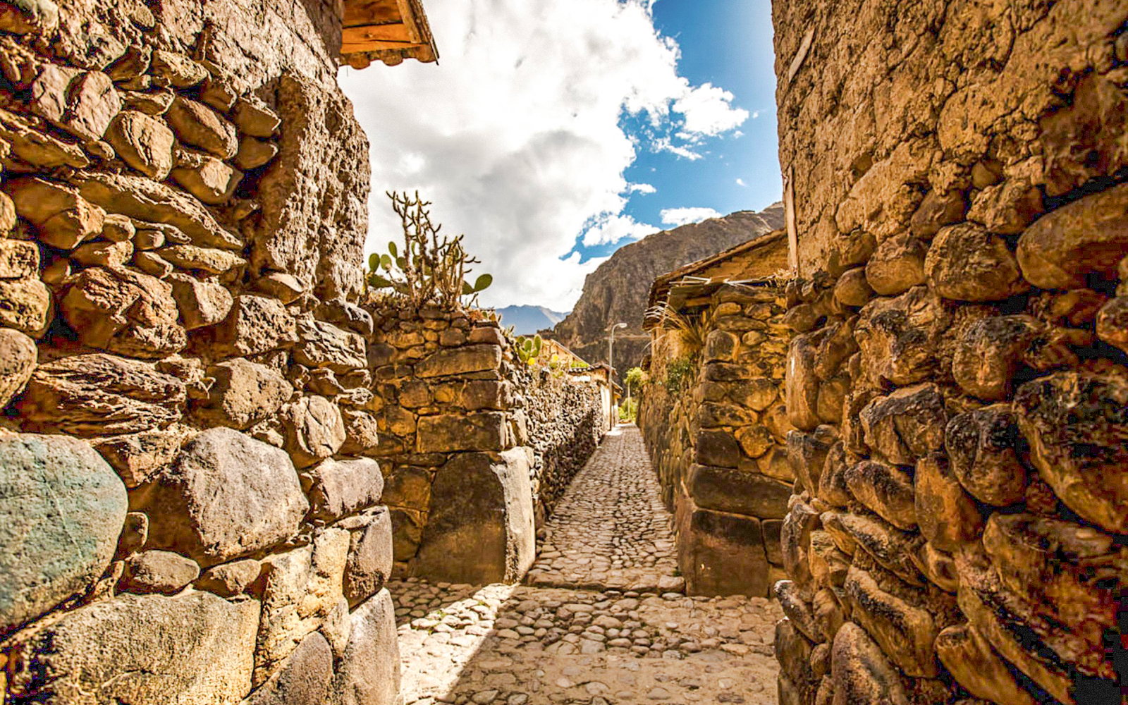 street within Ollantaytambo, a town and Inca archaeological site in Peru's Sacred Valley