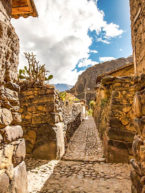 street within Ollantaytambo, a town and Inca archaeological site in Peru's Sacred Valley
