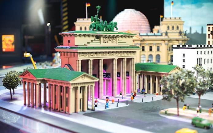 Miniature Brandenburg Gate at MINILAND in LEGOLAND Discovery Centre Berlin.