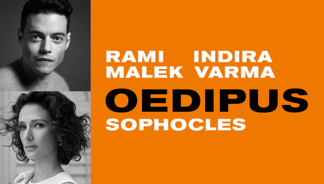 Promotional poster for Sophocles' Oedipus featuring cast members.