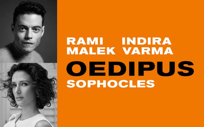 Promotional poster for Sophocles' Oedipus featuring cast members.