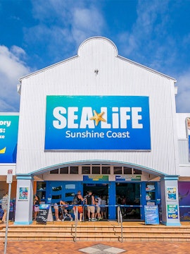 SEA LIFE Sunshine Coast entrance with visitors entering the aquarium.