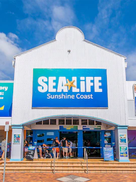 SEA LIFE Sunshine Coast entrance with visitors entering the aquarium.