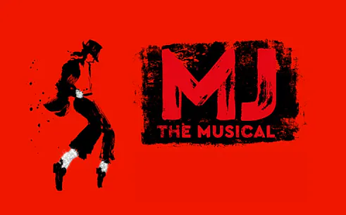 MJ The Musical logo with silhouette of a dancer in iconic pose.