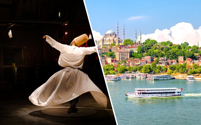 Whirling Dervish performance and Bosphorus cruise near Sultanahmet, Istanbul.
