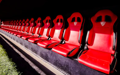 Official player bench at Ramón Sánchez Pizjuán Stadium, home of Sevilla FC, Spain.