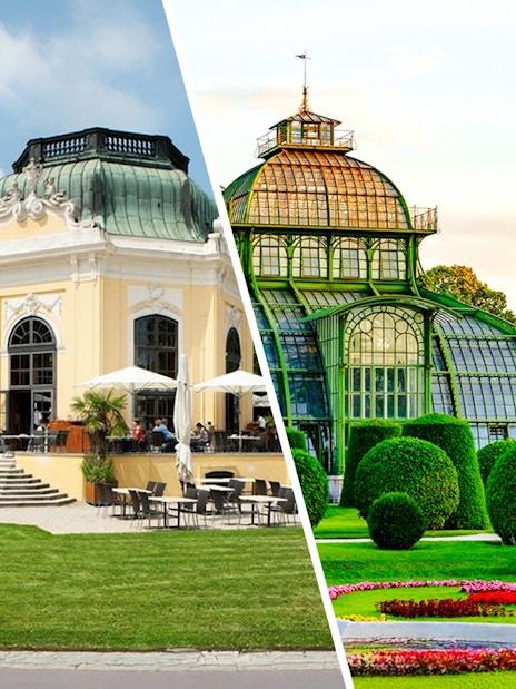 Wustenhaus and glass house in Vienna with surrounding gardens.