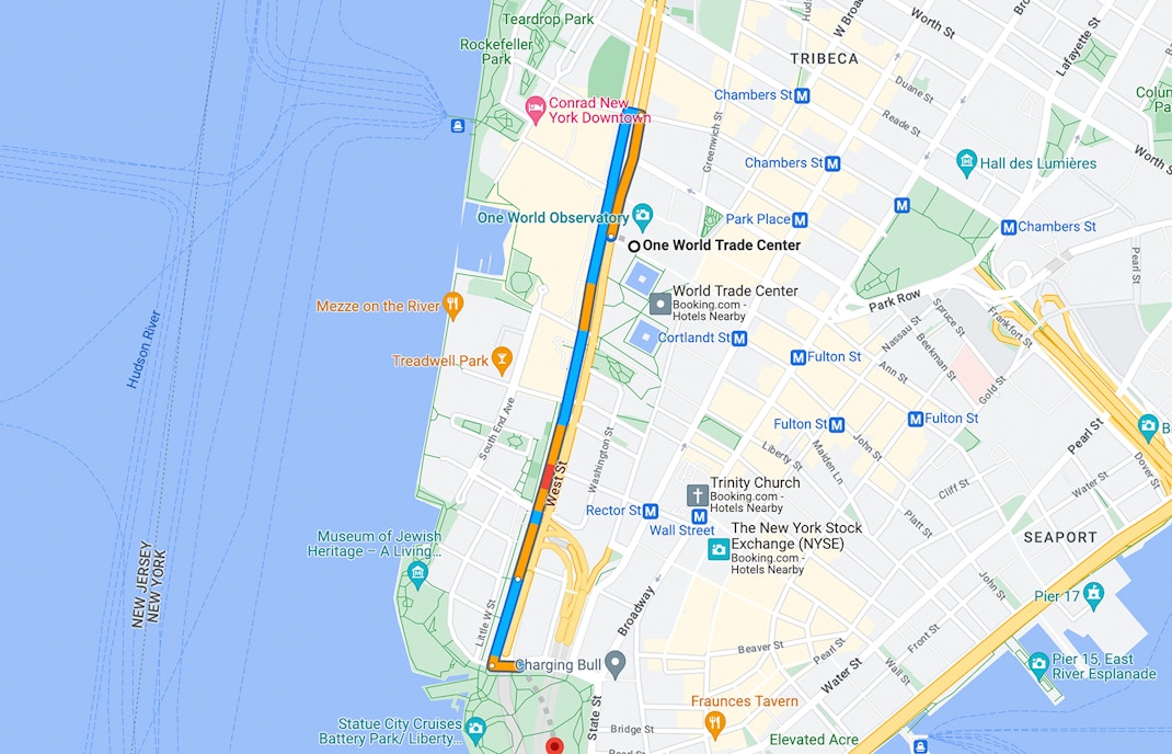 Driving Route - Statue of Liberty Location