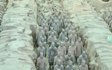 Terracotta Warriors in excavation pit at museum, Chengdu half-day group tour.