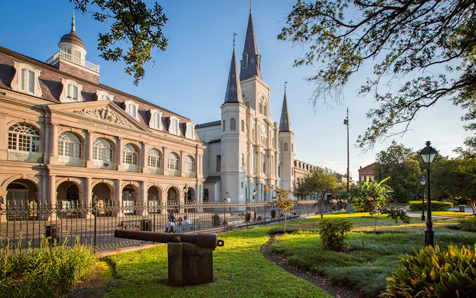 St. Louis Cathedral and Cabildo in New Orleans, part of Go City Pass attractions.