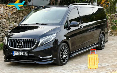 Black Mercedes van for Istanbul private airport transfer service.
