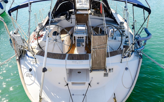 Sailboat deck in La Maddalena Archipelago excursion.