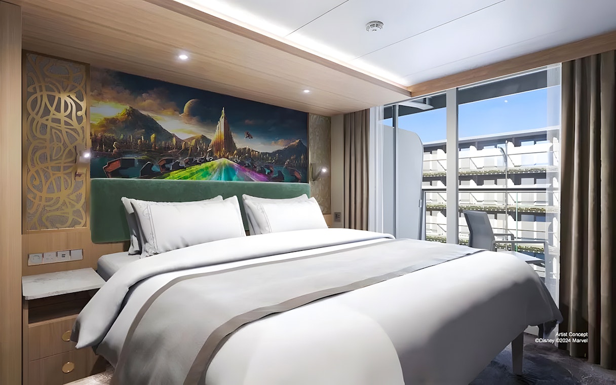 Concierge Family Stateroom with garden view verandah on Disney Adventure Cruise.