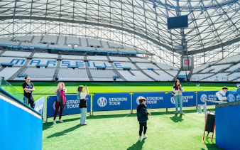 Visitors on the OM Guided Tour at the CEPAC Vélodrome in Marseille stadium.
