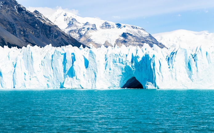 Perito Moreno Glacier viewed from cruise in Los Glaciares National Park, Argentina.