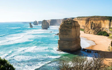 Twelve Apostles rock formations along the Great Ocean Road, Australia.