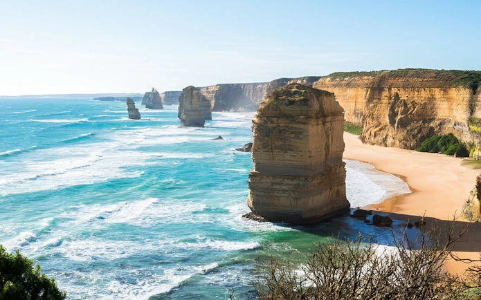 Twelve Apostles rock formations along the Great Ocean Road, Australia.