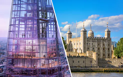 View from The Shard and Tower of London, London tour combo offer.