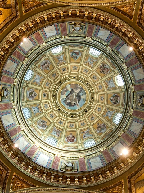 Intricate design on the dome of St. Stephen's Basilica, Budapest.