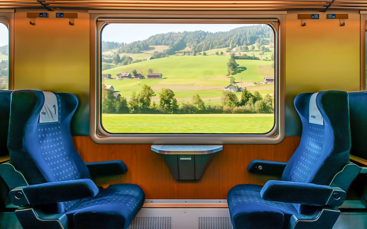scenic view of Canadian Pacific Railway route during Vancouver to Banff train journey