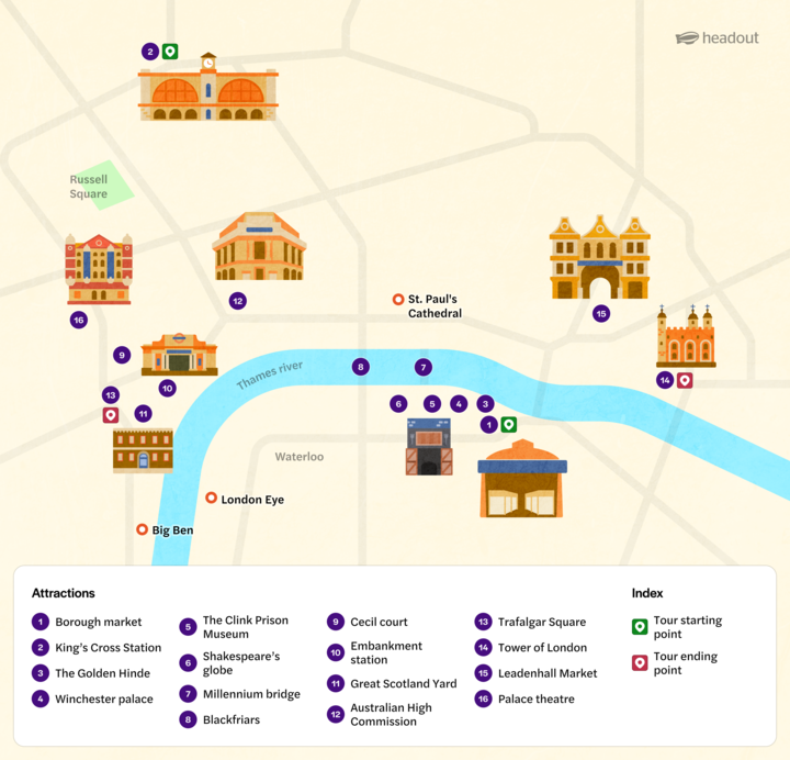 Harry potter walking tour route map