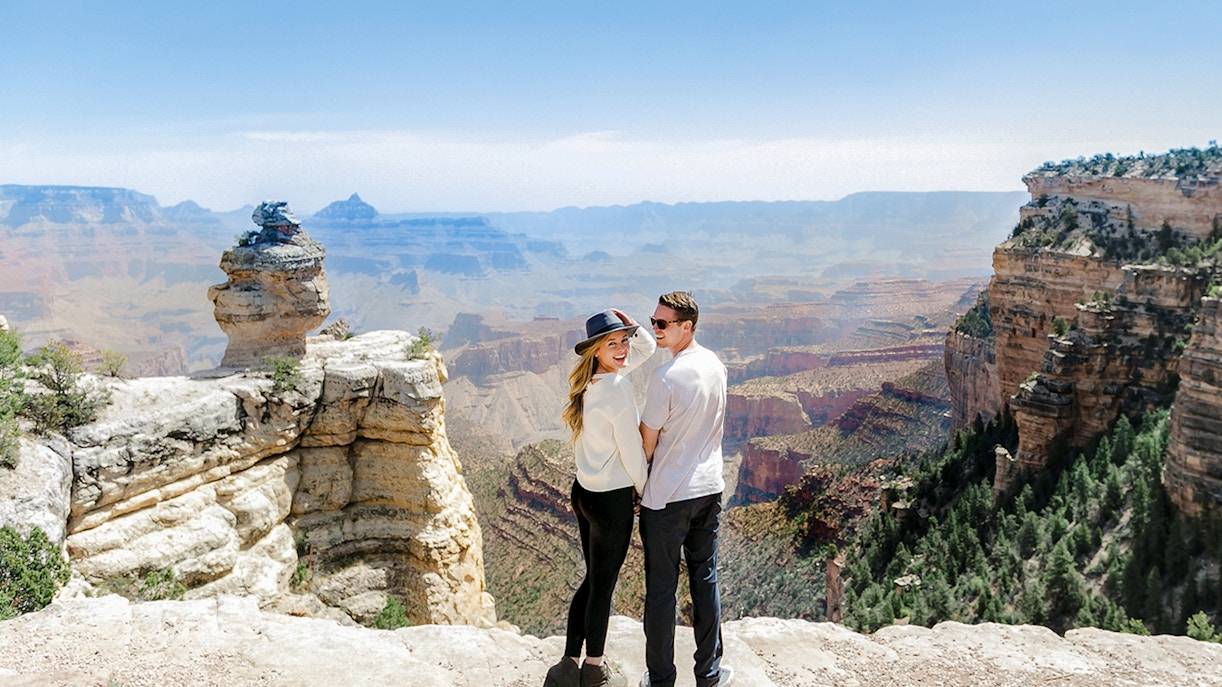 Visitor gazing at the Grand Canyon during a 2-hour Hummer tour in Las Vegas.