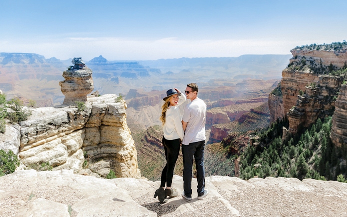 Guests overlooking the Grand Canyon on a 2-hour Hummer tour.