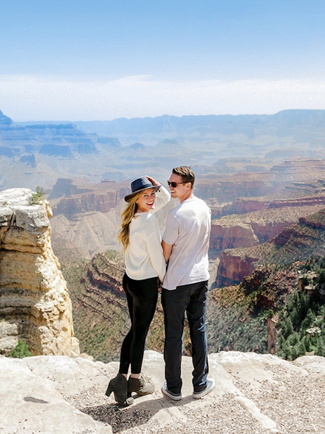 Guests overlooking the Grand Canyon on a 2-hour Hummer tour.