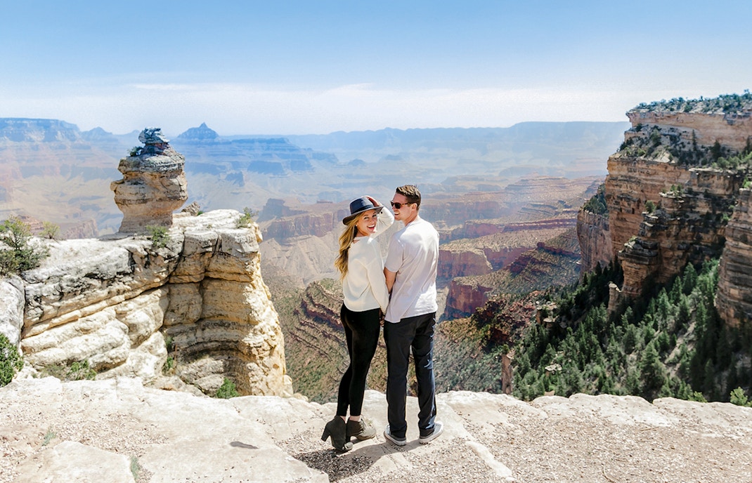 Visitor gazing at the Grand Canyon during a 2-hour Hummer tour in Las Vegas.
