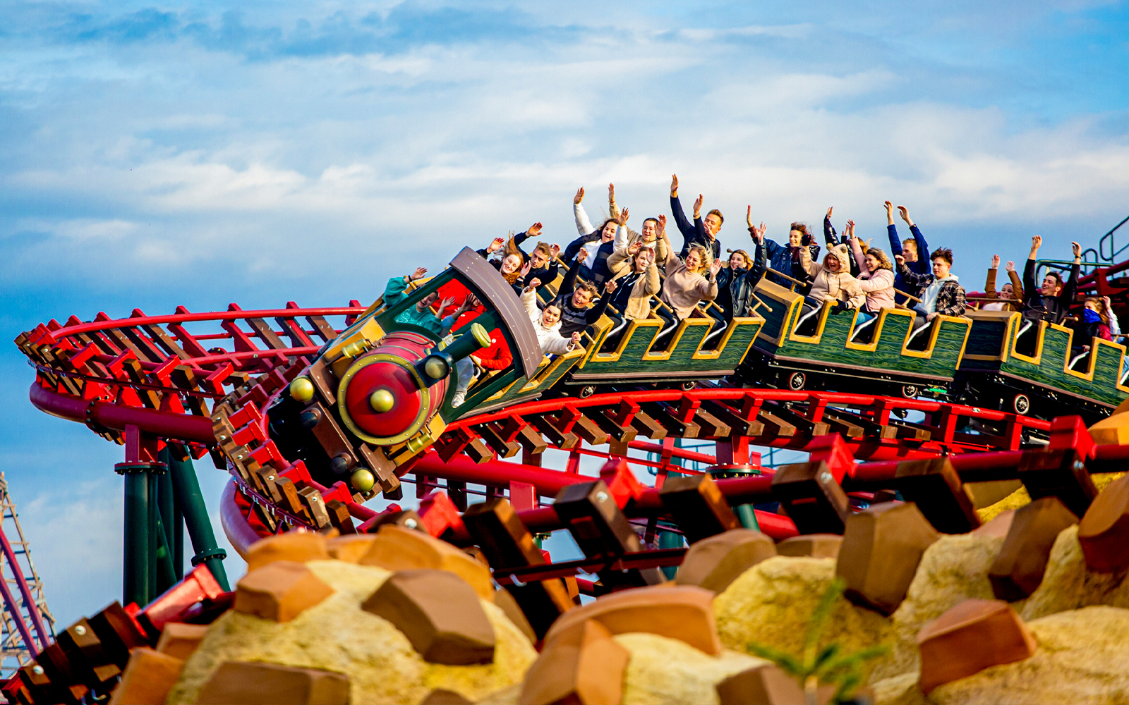 Energylandia Choco Chip Creek ride with colorful water slides and splash zones.