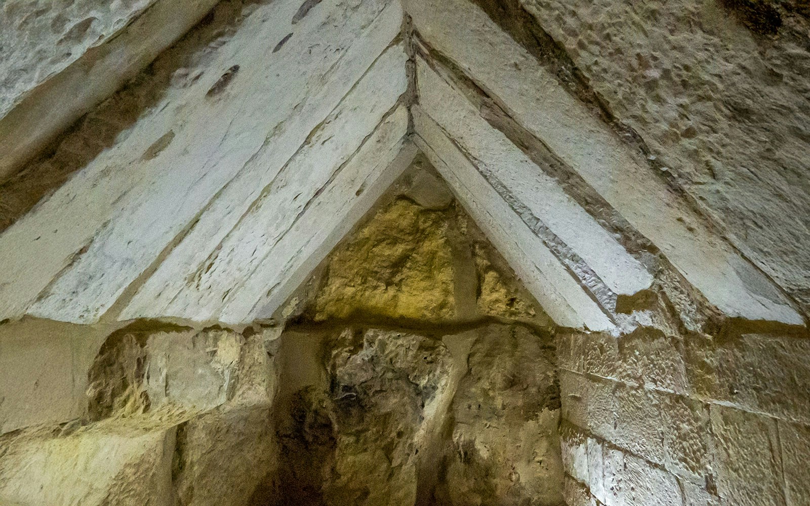 Interior stonework of Queen Meritetis I's Pyramid, Giza Necropolis, Cairo, Egypt.