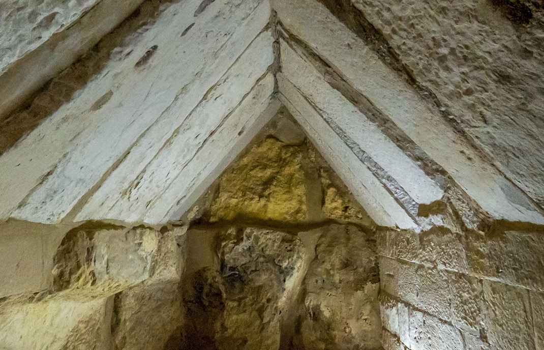 Interior stonework of Queen Meritetis I's Pyramid, Giza Necropolis, Cairo, Egypt.