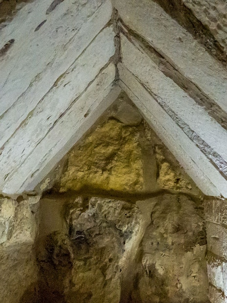 Interior stonework of Queen Meritetis I's Pyramid, Giza Necropolis, Cairo, Egypt.
