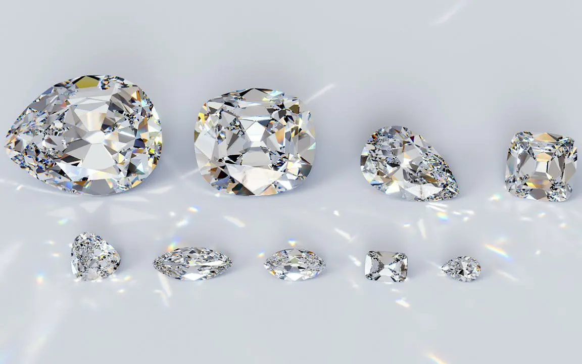 Cullinan Diamond Mine Tour showcasing various cut diamonds.