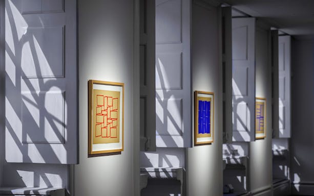 Framed abstract art at Dynamic Eye Exhibition, Atkinson Museum Porto.