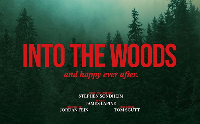 Into the Woods title over a misty forest background