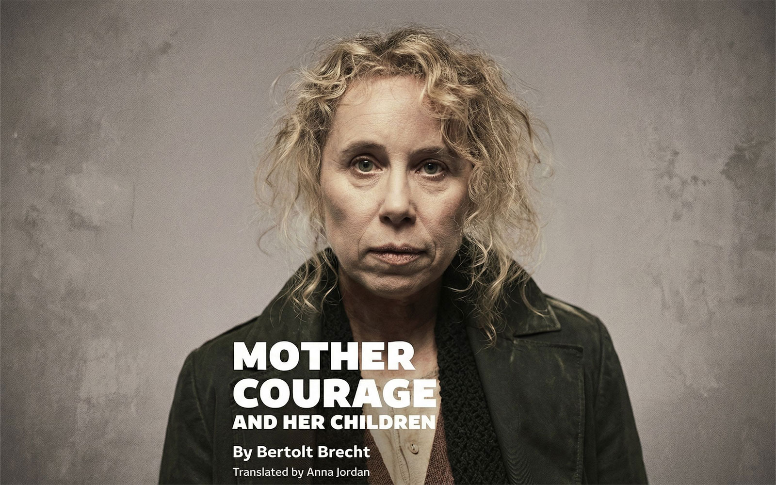 Mother Courage Westend play poster featuring a woman with curly hair