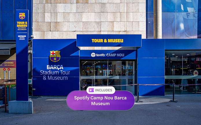 Entrance to Spotify Camp Nou Barça Museum tour in Barcelona.