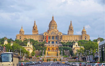 National Palace in Barcelona, view from street, part of self-guided city exploration game.