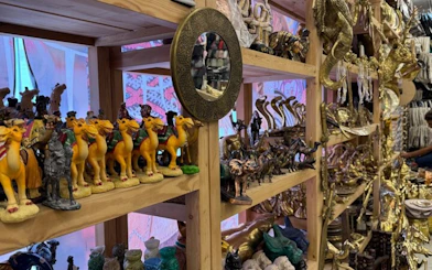 Souvenir shop with camel and cobra figurines, Hurghada shopping trip.