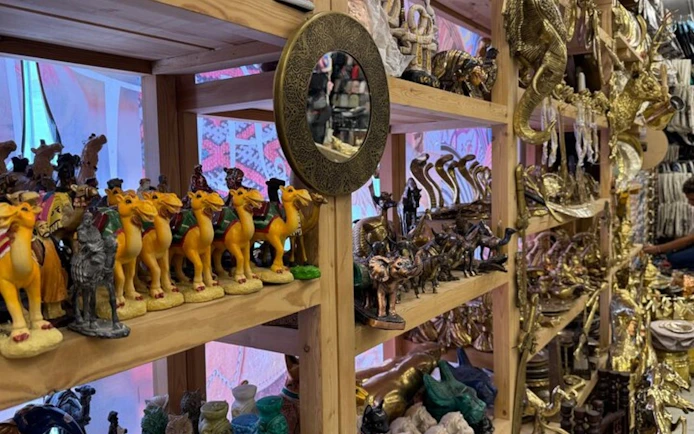Souvenir shop with camel and cobra figurines, Hurghada shopping trip.