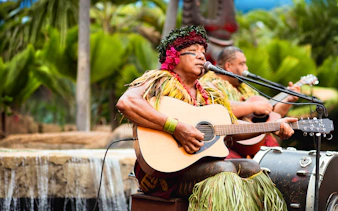 Musicians performing at Chief's Luau, Oahu, Hawaii.