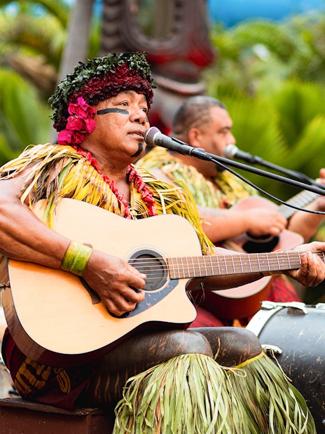 Musicians performing at Chief's Luau, Oahu, Hawaii.