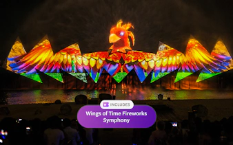 Wings of Time night show with colorful phoenix projection at Sentosa Island.