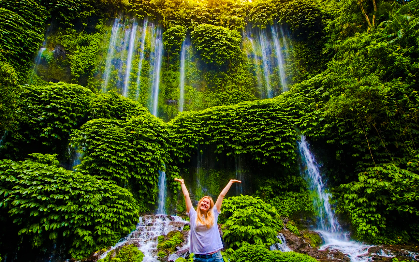 Lombok Private Day Trip: 4 Waterfalls, Rice Fields and Jungle Hike with Transfers