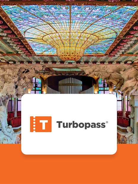 Palau de la Música Catalana interior with stained glass ceiling, Barcelona.