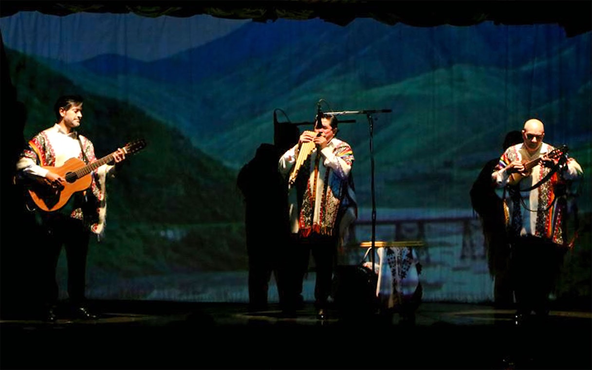 Musicians performing traditional music at La Ventana Tango Show in Buenos Aires.