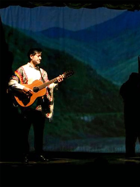 Musicians performing traditional music at La Ventana Tango Show in Buenos Aires.
