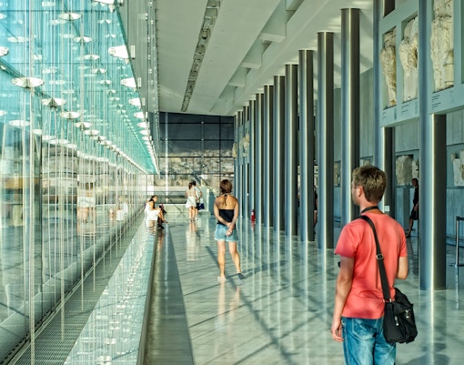 Tourists at the Acropolis Museum