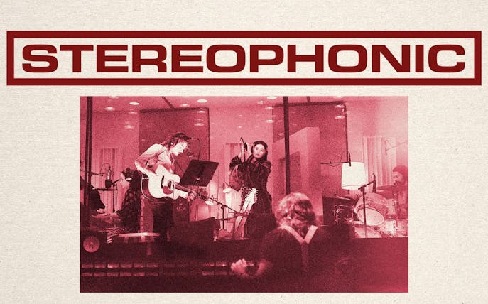 Musicians recording in a studio with "Stereophonic" text above.